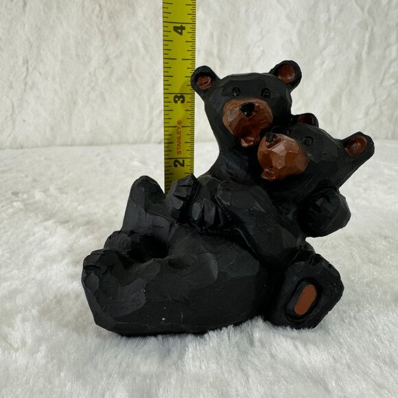 Carved Black Bear & Cub Figurine By Slifka Hand-Painted Resin Cabin woodland - Picture 6 of 6
